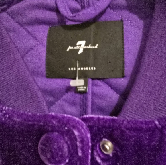 7 For All Man Kind Purple Velvet Look Quilted Bomber Jacket NWOT - Picture 3 of 10
